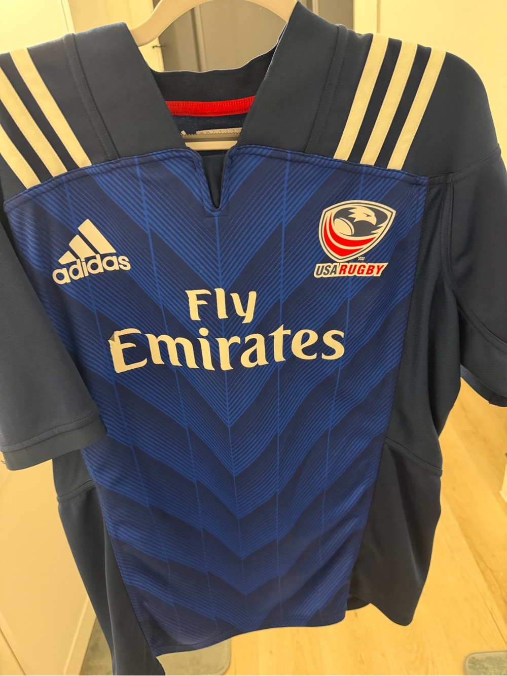 adidas Adult USA Rugby Jersey in Navy and Royal Blue XL